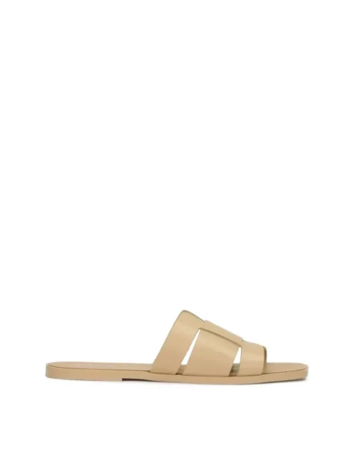 Kazar Beżowe klapki ze skóry w stylu minimal| Klapki|Wszystkie Buty