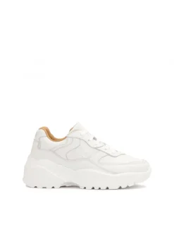 Kazar Białe skórzane sneakersy na grubej podeszwie| Sneakersy