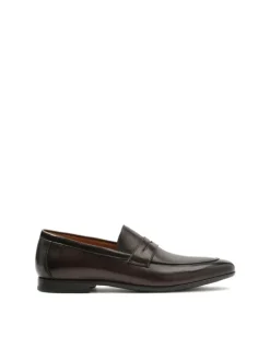 Kazar Brązowe penny loafers z gładkiej skóry| Loafersy|Wszystkie Buty