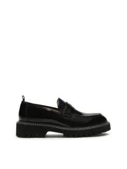 Kazar Czarne loafersy przeszywane białą nicią| Loafersy|Wszystkie Buty
