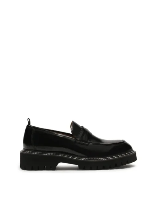 Kazar Czarne loafersy przeszywane białą nicią| Loafersy|Wszystkie Buty