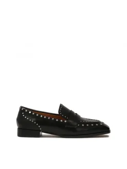 Kazar Czarne loafersy ze srebrnymi metalowymi nitami| Półbuty I Loafersy|Wszystkie Buty
