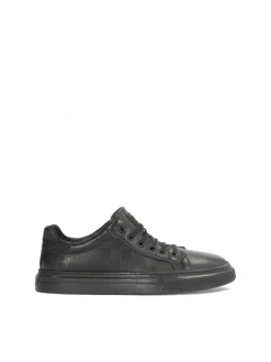 Kazar Czarne skórzane sneakersy męskie w monogramy| Sneakersy|Wszystkie Buty