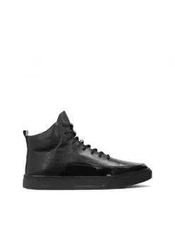 Kazar Czarne wysokie sneakersy męskie zdobione monogramami| Sneakersy|Wszystkie Buty