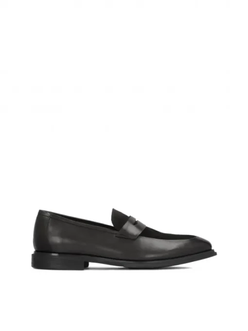Kazar Eleganckie czarne loafersy męskie z licowej skóry i zamszu| Loafersy|Wszystkie Buty