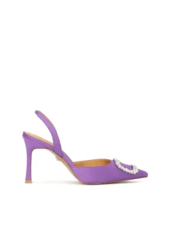 Kazar Fioletowe czółenka slingback z tkaniny| Czółenka|Wszystkie Buty