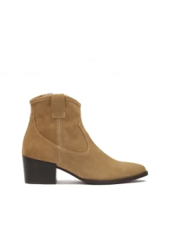 Kazar Jasnobrązowe botki z zamszu w stylu kowbojskim| Kowbojki|Wszystkie Buty