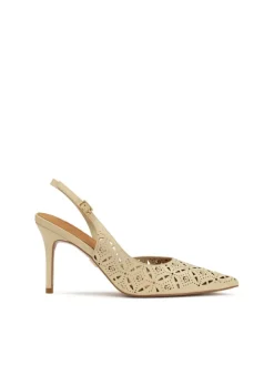 Kazar Kremowe czółenka slingback z ażurowym wzorem| Czółenka|Wszystkie Buty
