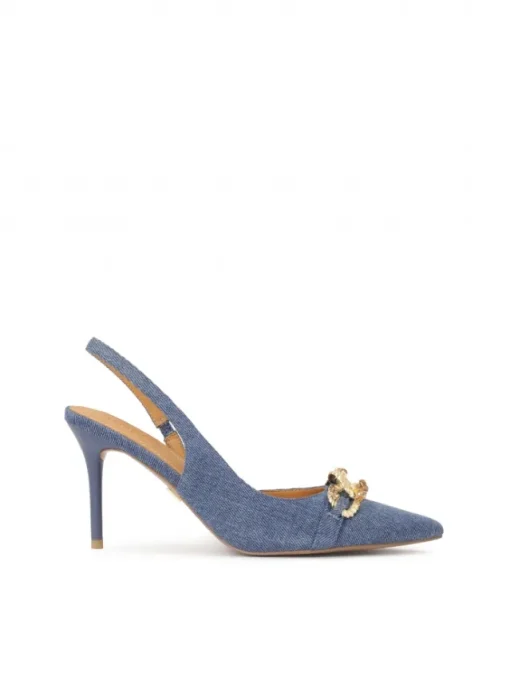 Kazar Niebieskie czółenka slingback z tkaniny denim| Czółenka|Wszystkie Buty