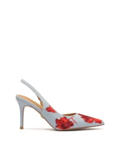 Kazar Niebieskie czółenka slingback z tkaniny w kwiaty| Czółenka|Wszystkie Buty