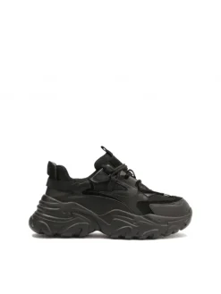 Kazar Nowoczesne czarne sneakersy damskie na grubej podeszwie| Wszystkie Buty|Sneakersy