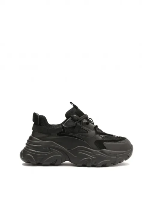 Kazar Nowoczesne czarne sneakersy damskie na grubej podeszwie| Wszystkie Buty|Sneakersy