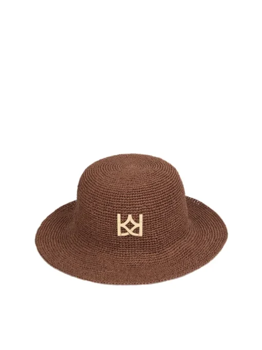 Kazar Słomkowy kapelusz z monogramem| Nakrycia Głowy|Wszystkie Akcesoria