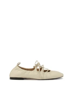 Kazar Wiązane baleriny off white z miękkiej skóry| Baleriny|Wszystkie Buty