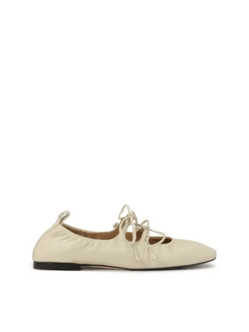 Kazar Wiązane baleriny off white z miękkiej skóry| Baleriny|Wszystkie Buty